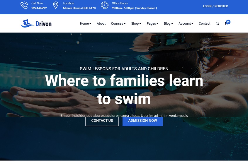Drivon - Swimming School HTML Template
